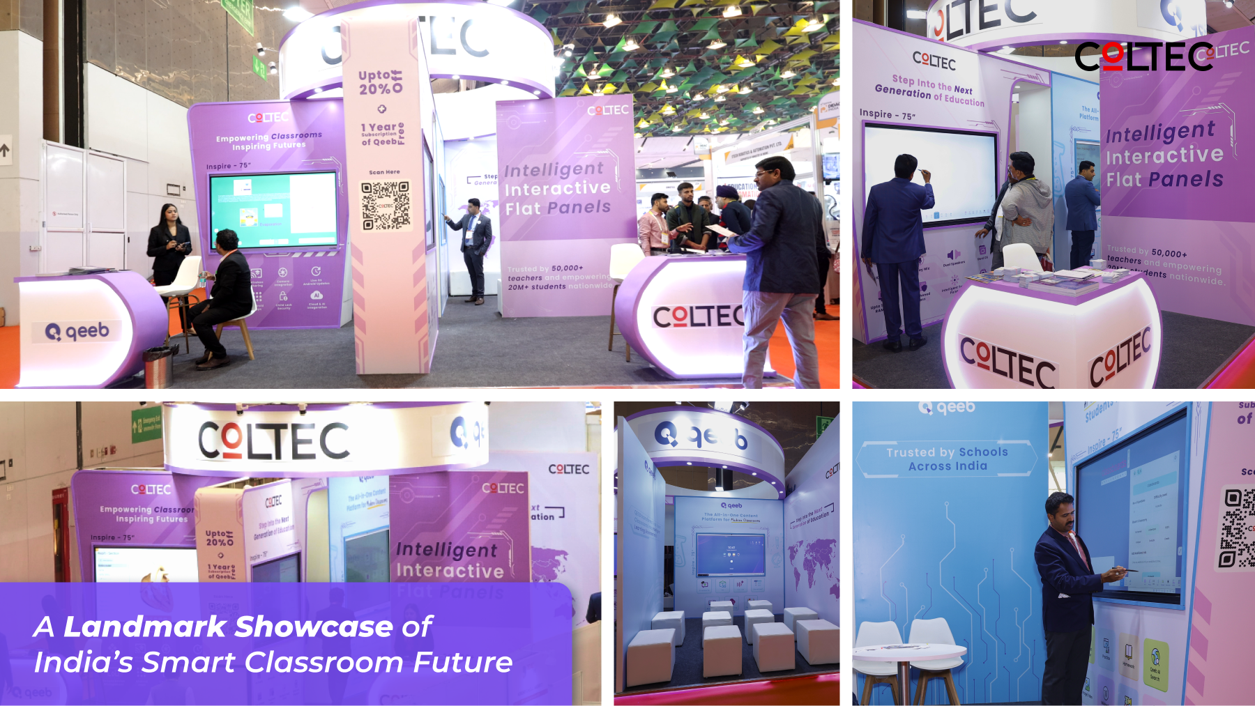 COLTEC stall design and branding at DIDAC 2025 showcasing interactive flat panels